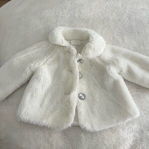 Kids White Faux Fur Coat